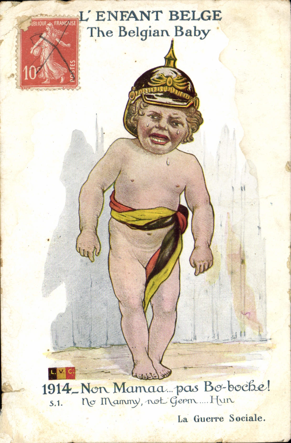 CPA L'Enfant Belge 1914 Non Mamaa pas Bo boche 