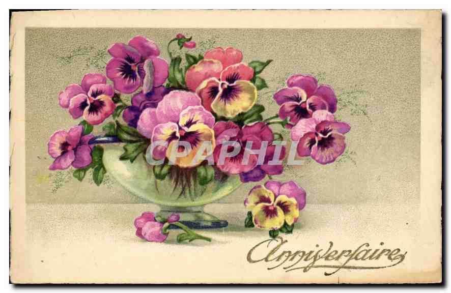 CPA Anniversaire Fleurs