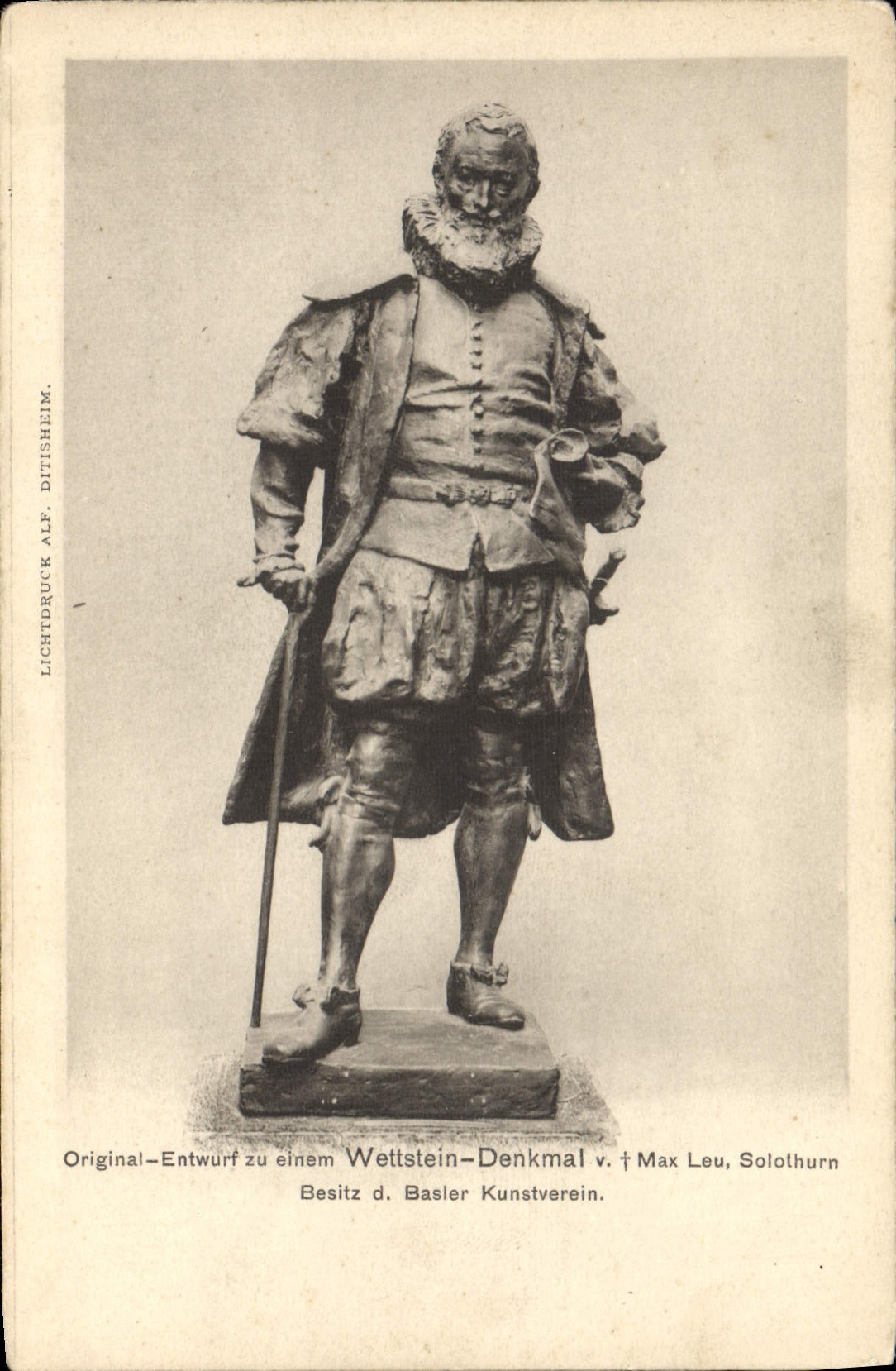 Statue de Wettstein — projet d'original de Max Leu — éditeur Lichtdruck Alf. Ditisheim