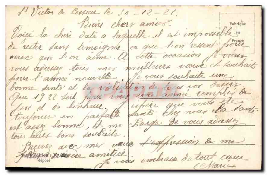 CPA Bonne Annee  — Verso