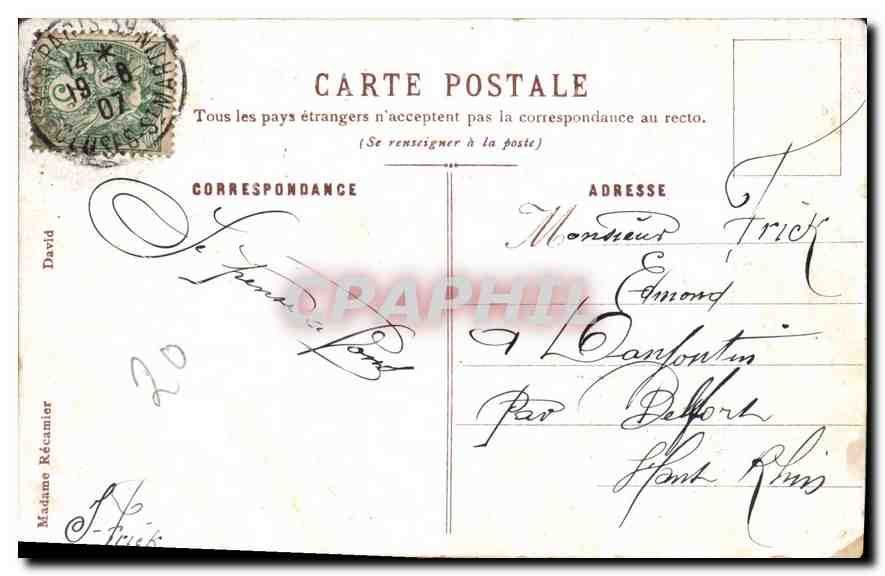 CPA Madame Recamier David  — Verso