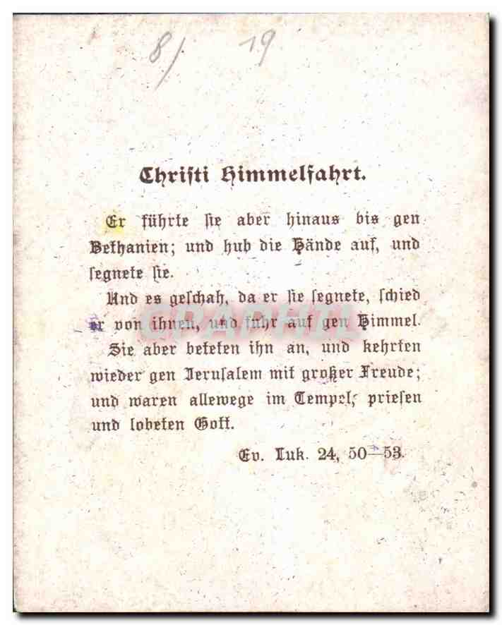 Image Chriiti Himmelfahrt  — Rückseite
