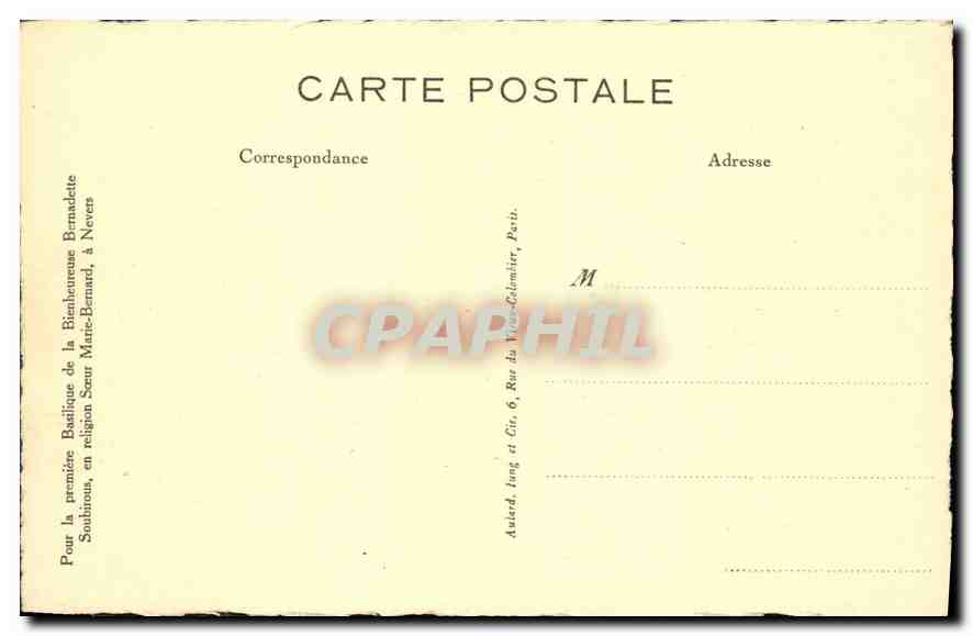 CPA Maison Mere des Soeurs de la Charite Nevers Lourdes Nevers  — Verso