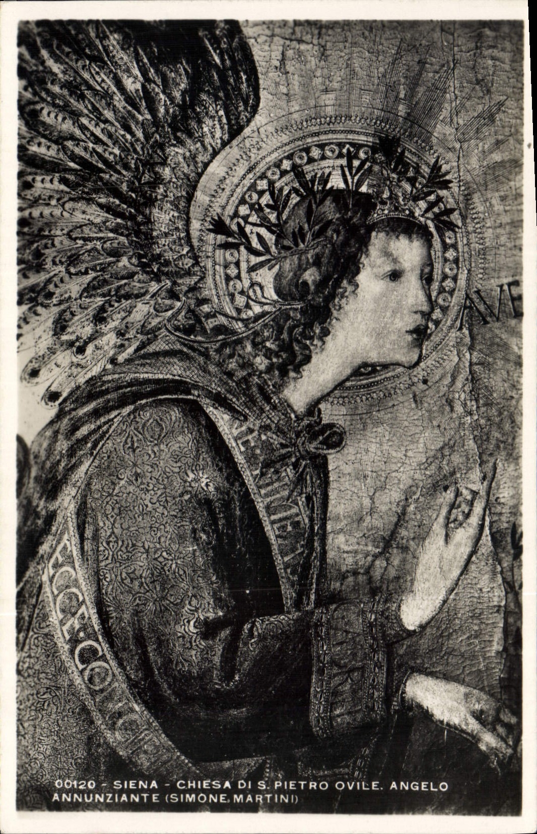 Ange annonciateur — détail de la fresque de Simone Martini — éditeur Stefano Venturini, Sienne, n° 00120