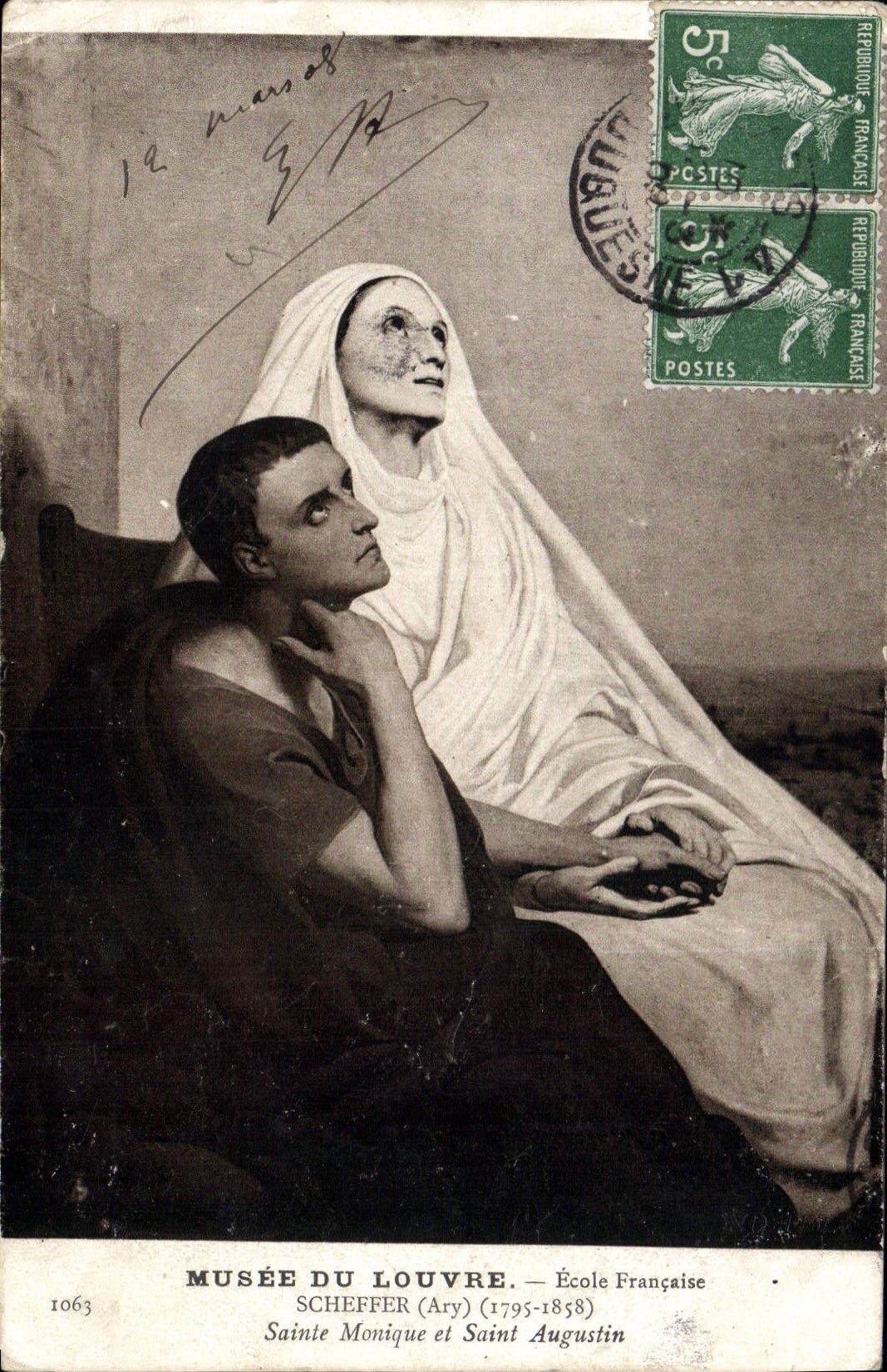 CPA Musee du Louvre Ecole Francaise Scheffer Ary Sainte Monique et Saint Augustin 