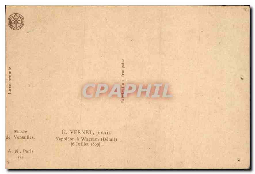 Napoléon à Wagram — détail — H. Vernet, pinxit, Musée de Versailles, Paris — Rückseite