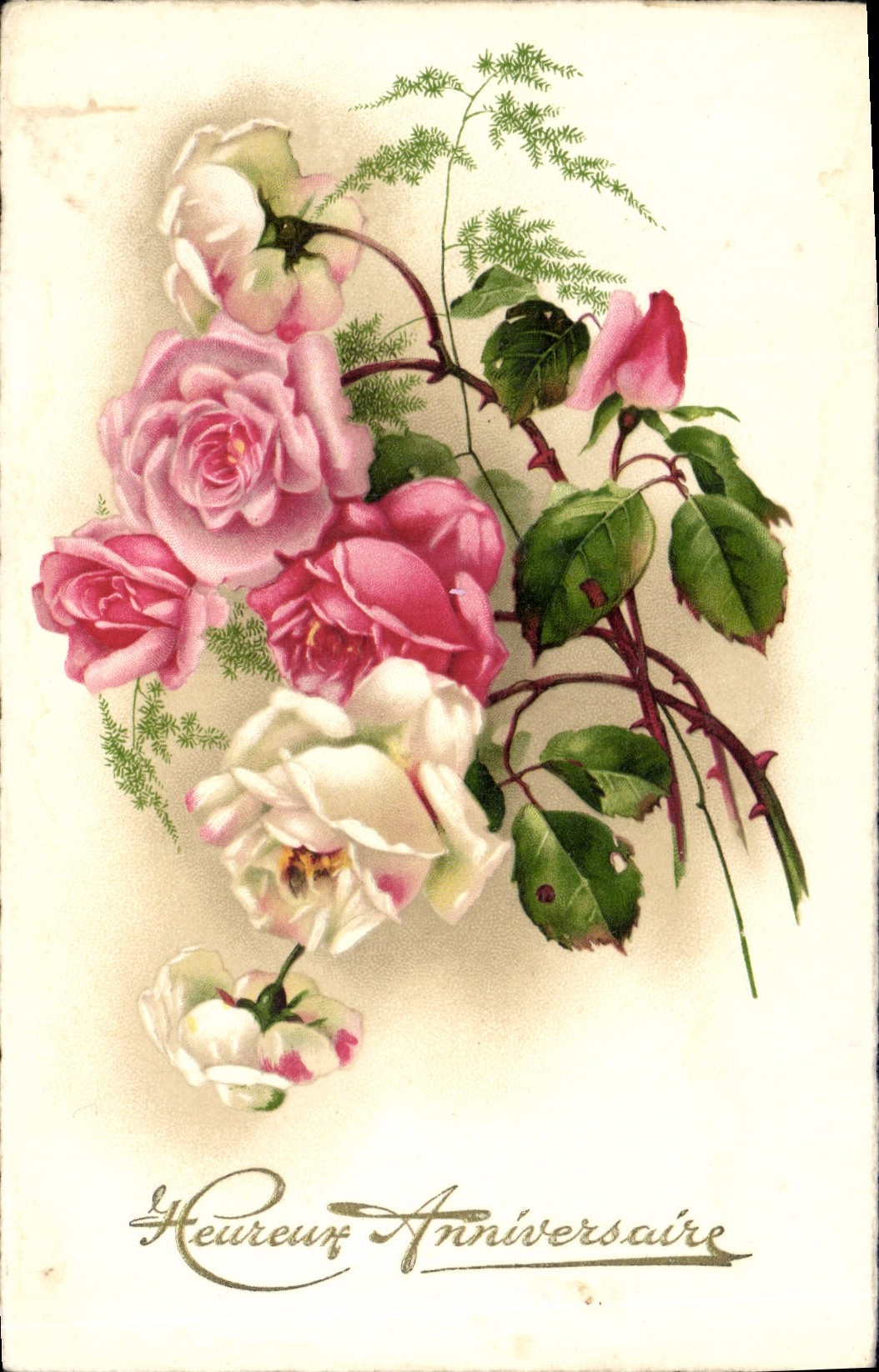 CPA Heureux Anniversaire Fleurs