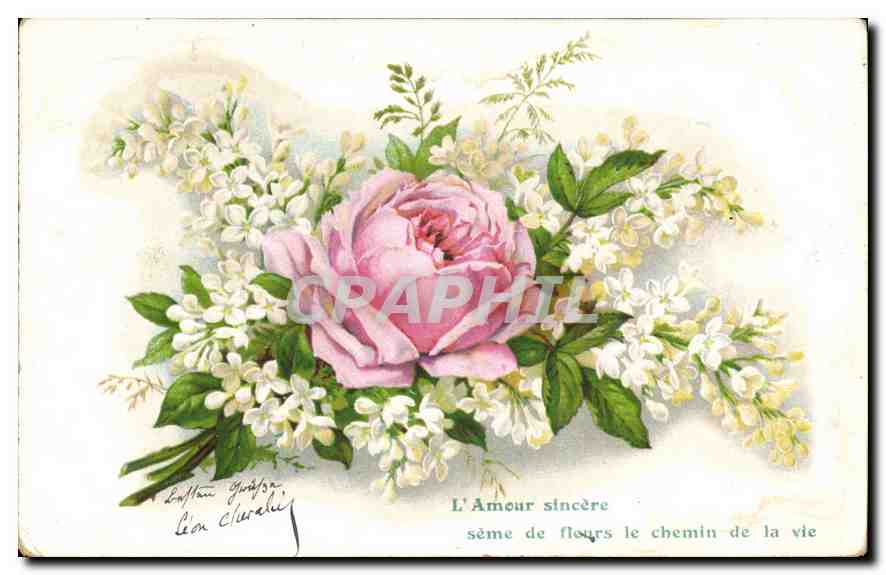 CPA L'Amour sincere seme de Fleurs le Chemin de la Vie Fleurs