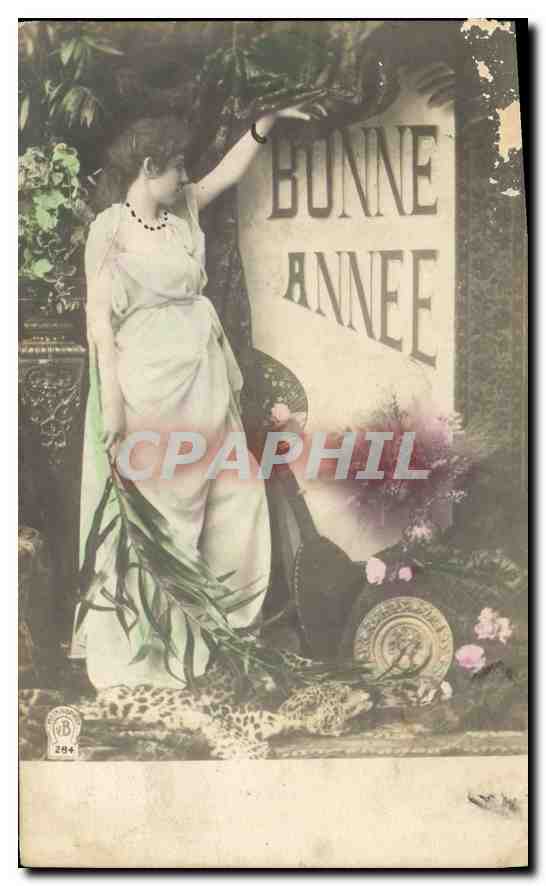 CPA Bonne Annee Femme