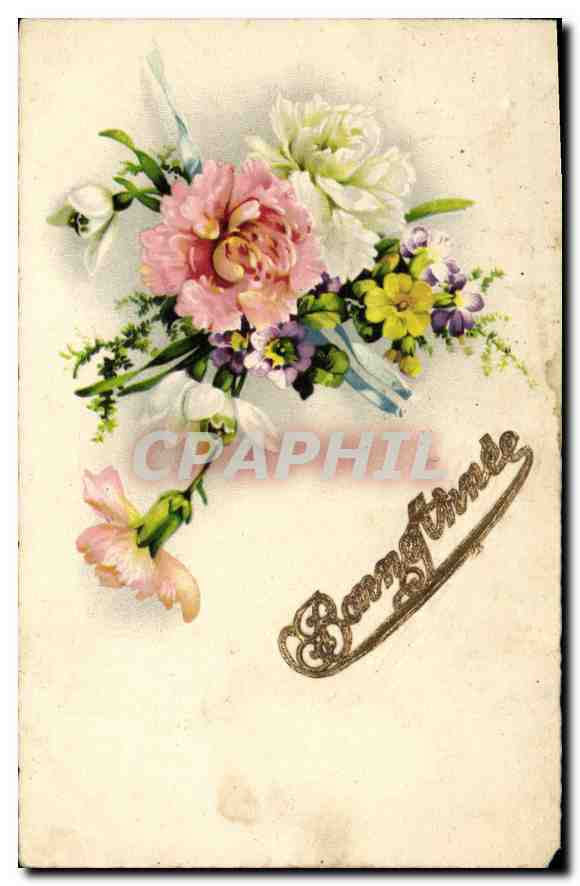 CPA Bonne Annee Fleurs