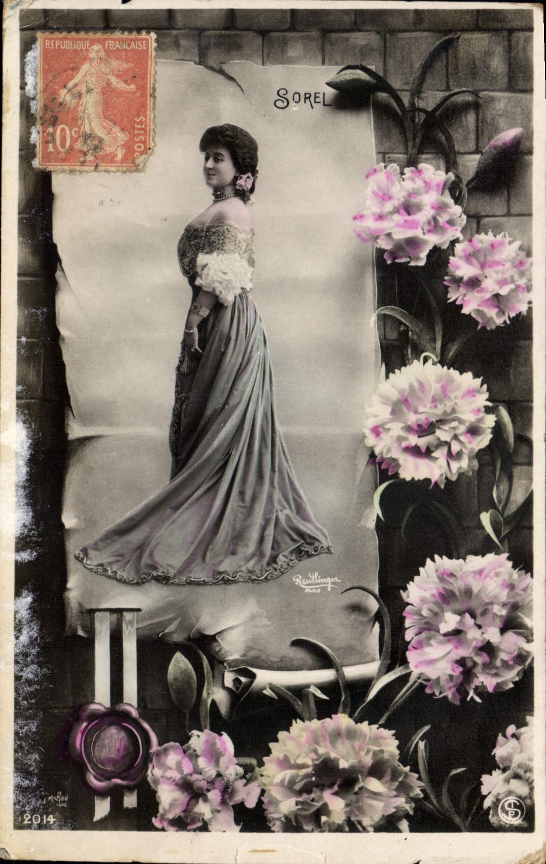 Sorel — Portrait de femme en robe élégante — éditeur Rantlinger, Paris