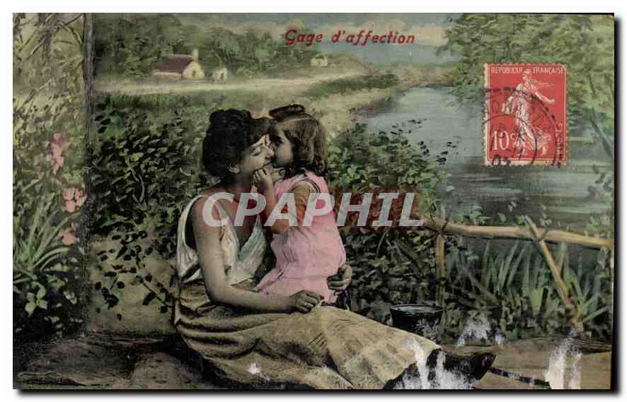 CPA Gage d'Affection Femme Enfant