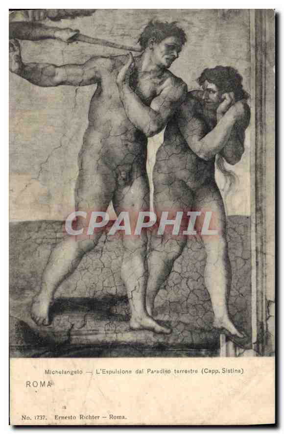 CPA Michelangelo L'Expulsions dal Paradiso Terrestre Roma 