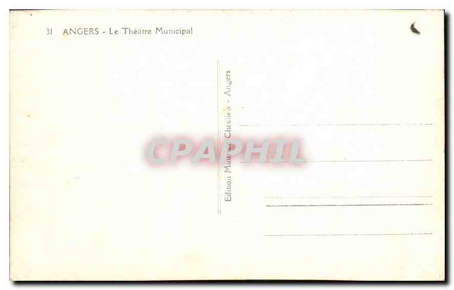CPA Angers Le Theatre Municipal  — Verso