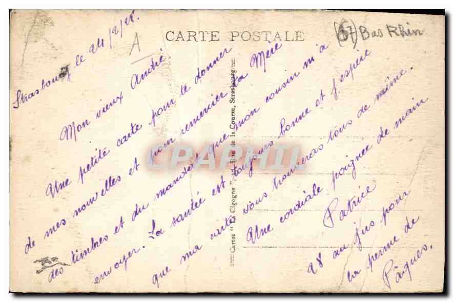 CPA Strasbourg Eglise St Thomas Tombeau de Maurice de Saxe  — Rückseite