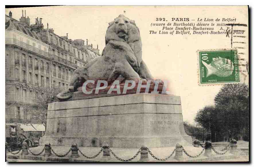 CPA Paris Le Lion de Belfort Ceuvre de Bartholdi 