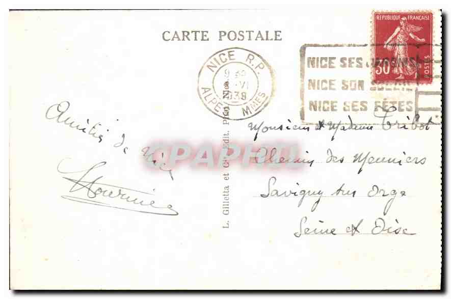 CPA Nice La Jetee Promenade et les Jardins Albert 1er — Rückseite