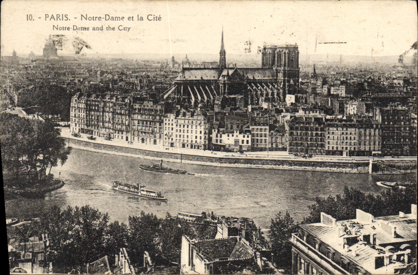 CPA Paris Notre Dame et la Cite Notre Dame and the City 