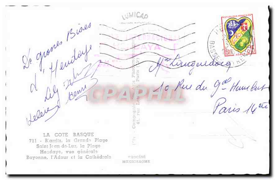 CPA Souvenir de La Cote Basque  — Verso