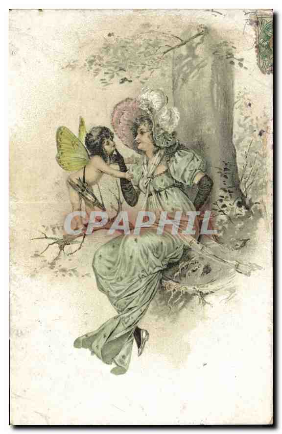 CPA Fantaisie Femme Ange