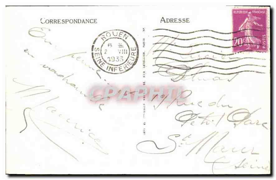 CPA Rouen La Cour d'Albane  — Verso