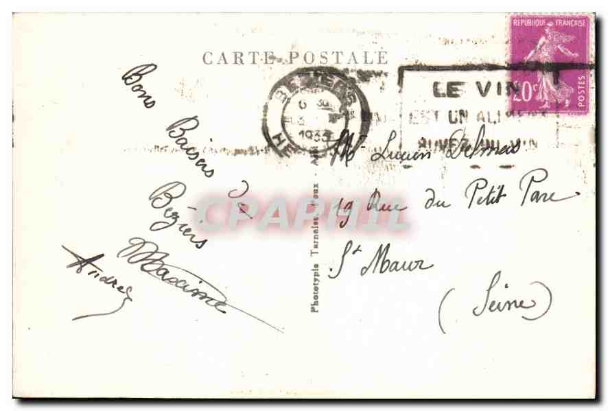 CPA L'Herault illustre Beziers Plateau des Poetes Allee principale  — Rückseite