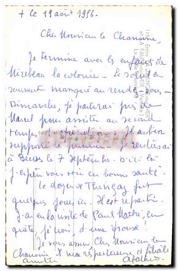 CPM entre la Tranche sur Mer et la Faute sur Mer Le Belle Henriette — Back