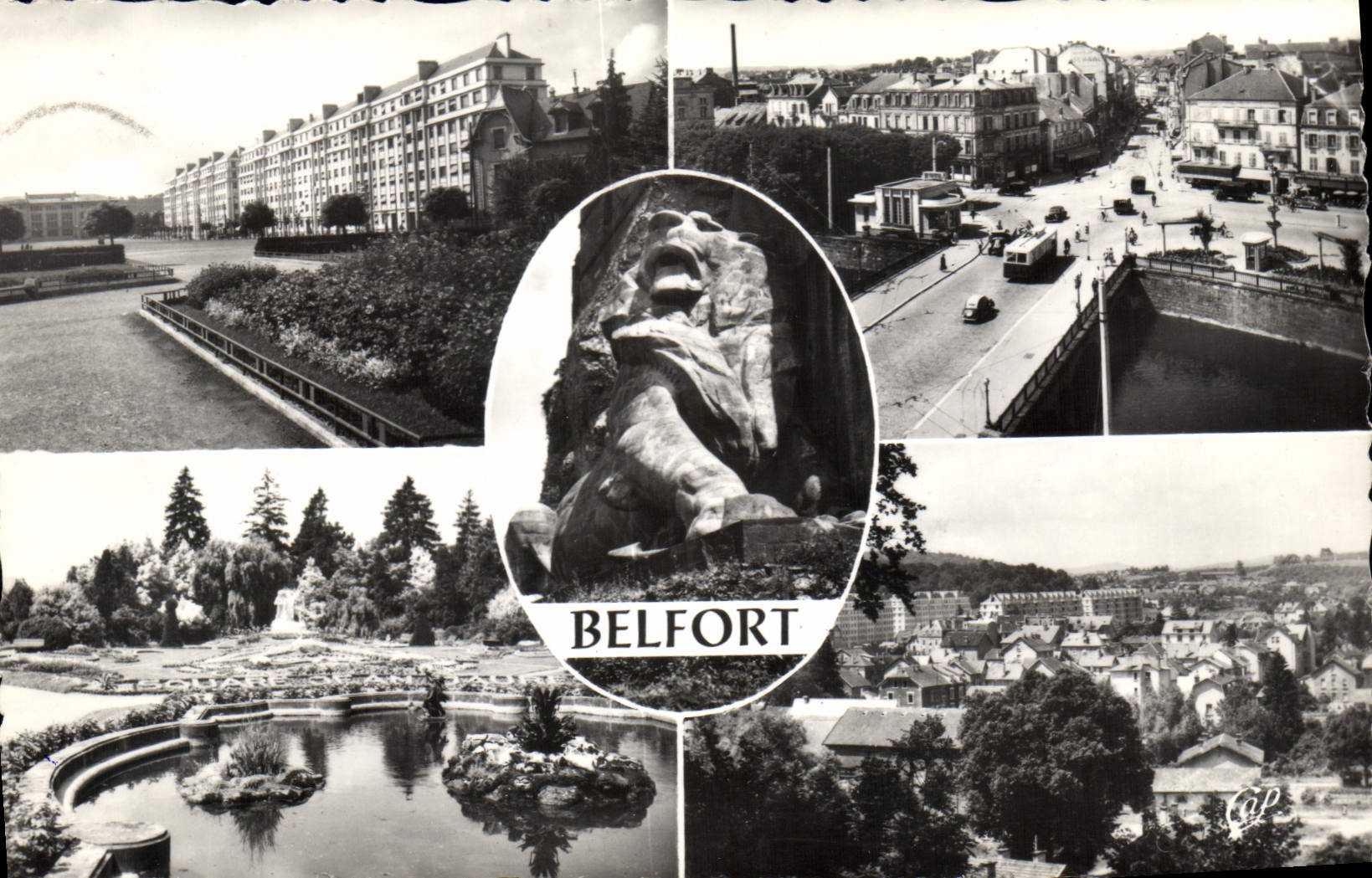 Belfort — vue panoramique avec le Lion de Belfort — éditeur Réal Photo