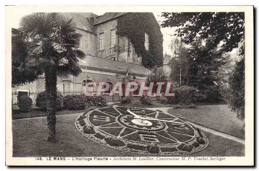CPA Le Mans L'Horloge Fleurie Architecte M Loullier 