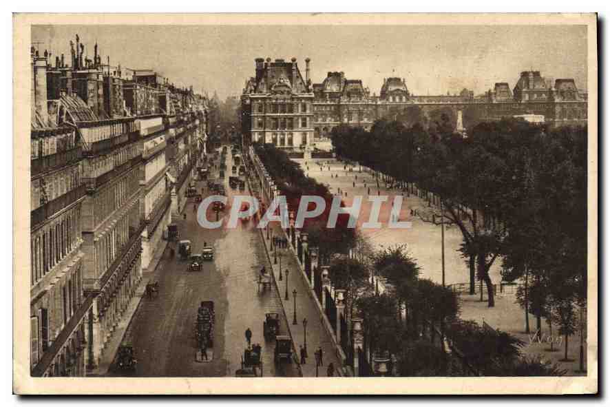 Paris... en Flanant — Perspective sur la Rue de Rivoli, les Tuileries et le Louvre — Les Éditions d'Art YVON, Paris 14