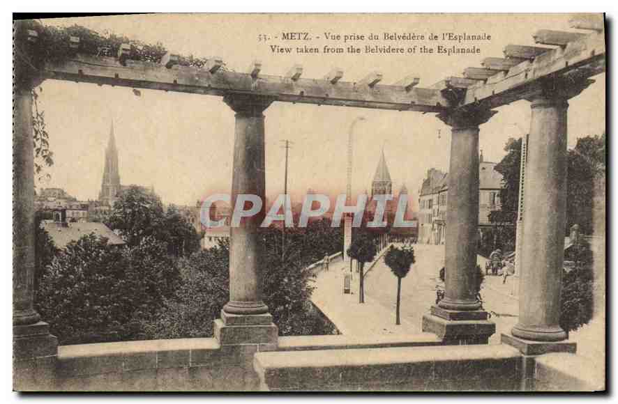 Metz — Vue prise du Belvédère de l'Esplanade — Éditeur Ch. Bergeret, Strasbourg