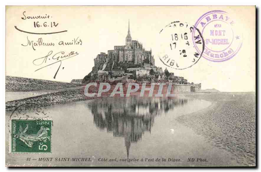 Mont Saint-Michel — Côté sud, vue prise à l'est de la Digue — ND Phol