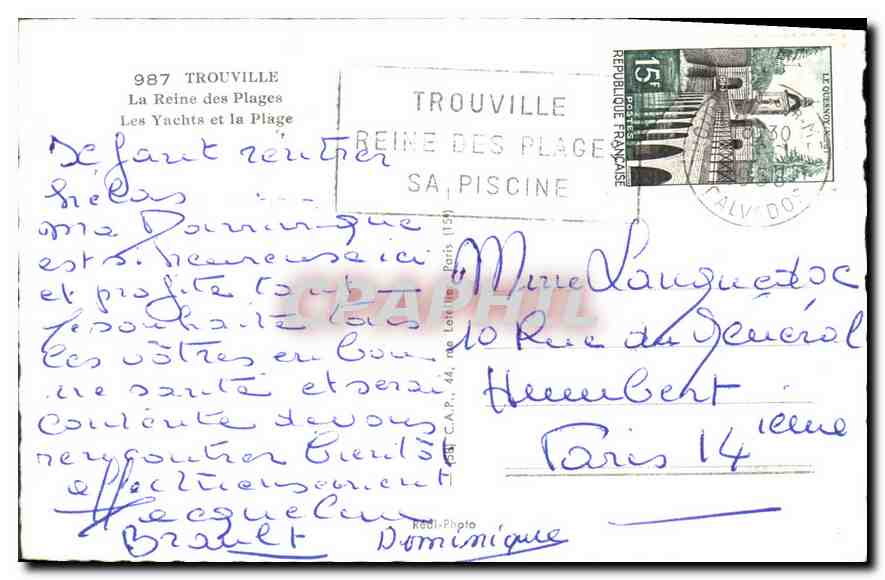 CPA Trouville La Reine des Plages Les Yachts et la Plage Bateaux — Rückseite
