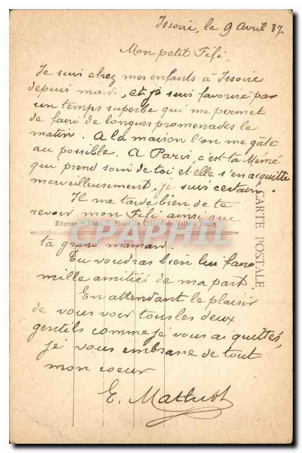 CPA L'Auvergne Pittoresque Issoire L'Hotel de Ville  — Rückseite