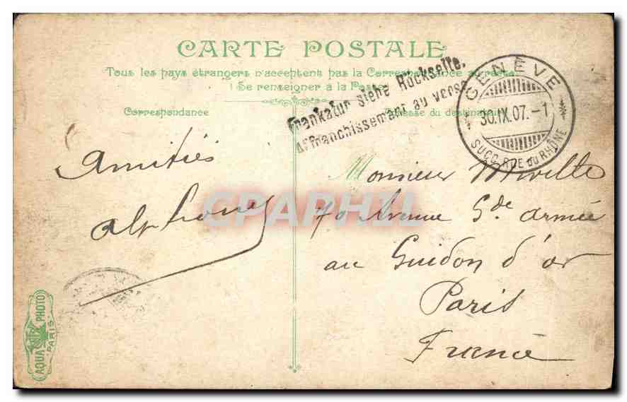 CPA Geneve Le Pont de Coulouvreniere  Tramway — Verso