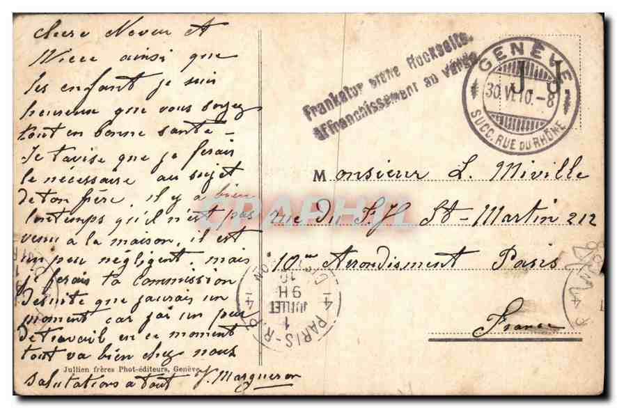 CPA Geneve La Rade et le Jet  — Rückseite