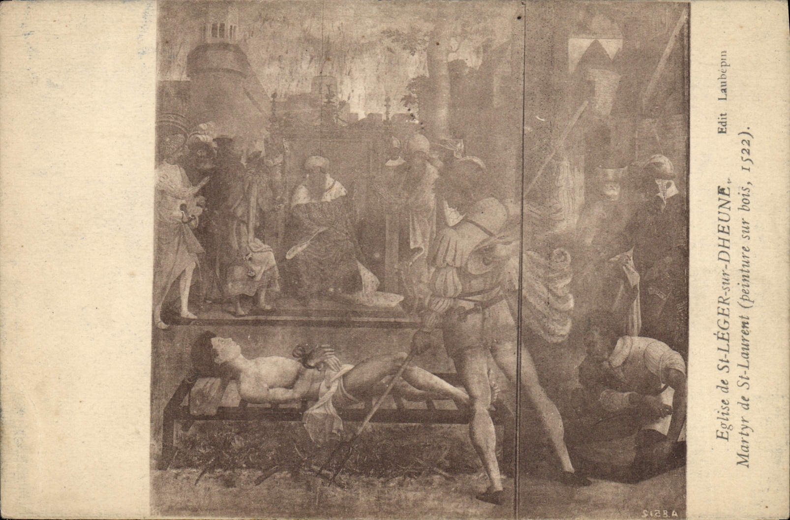 CPA Eglise de St Leger sur Dheune Martyr de St Laurent Peinture sur Bois 