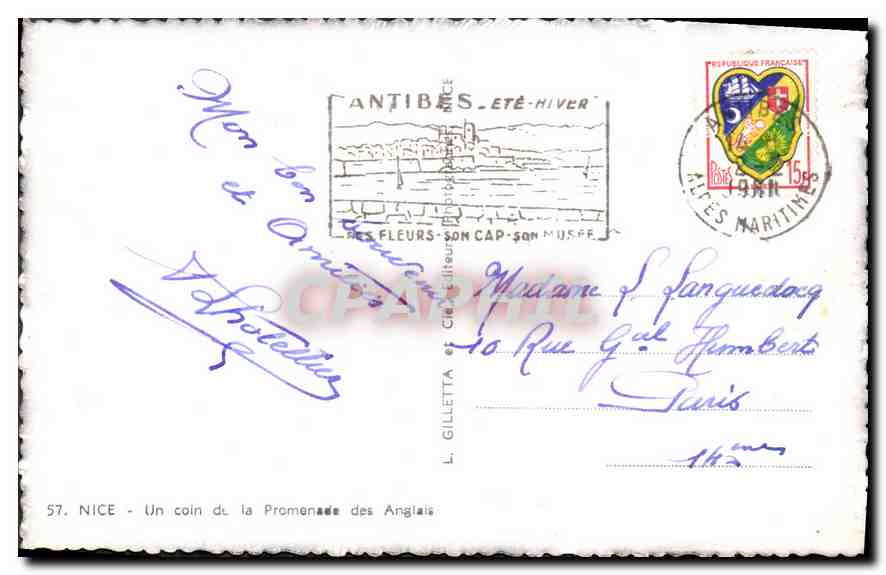 CPA Nice Un coin de la Promenade des Anglais  — Rückseite