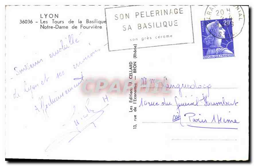 CPA Lyon Les Tours de la Basilique Notre Dame de Fourviere  — Verso