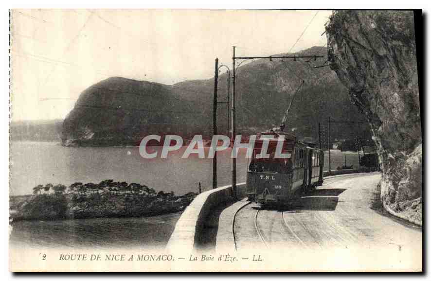 CPA Route de Nice a Monaco La Baie d'Eze Tramway