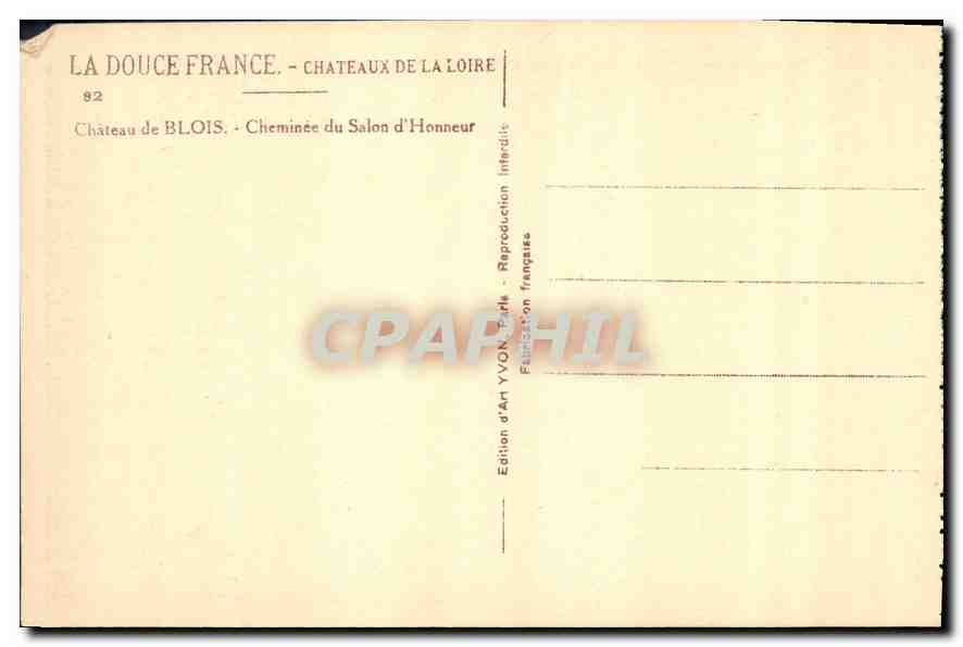 CPA Chateau de Blois Cheminee du Salon d'Honneur  — Back