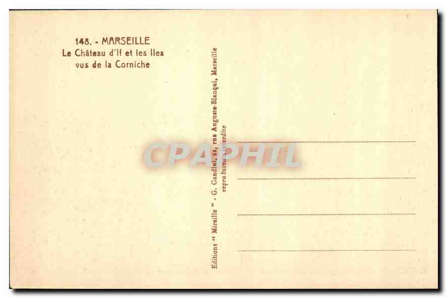 CPA Marseille Le Chateau d'If et les Iles vus de la Corniche  — Verso