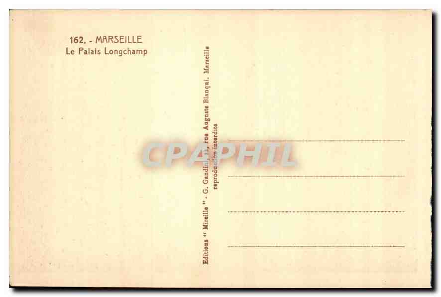 CPA Marseille Le Palais Longchamp  — Rückseite