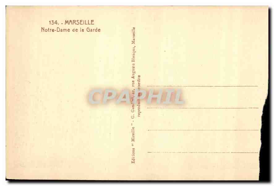 CPA Marseille Notre Dame de la Garde  — Rückseite