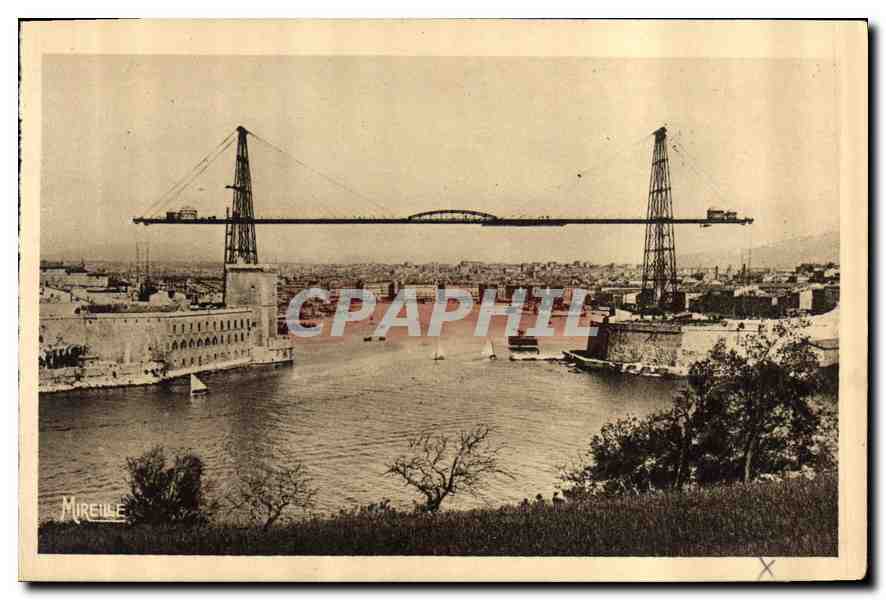 CPA Marseille Le Pont Transbordeur et le Vieux Port 