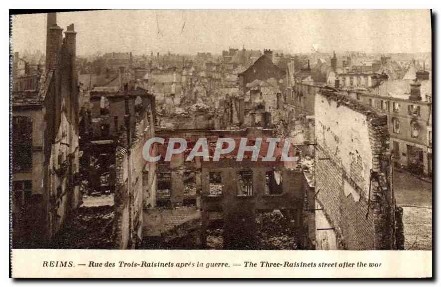 Reims — Rue des Trois-Raisinets après la guerre — Édition Reims-Cathédrale