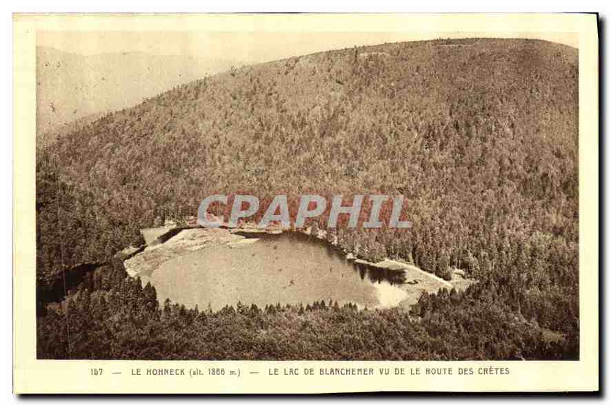 Der Hohneck (alt. 1866 m.) — Blick auf den See Blanchemer von der Crêtes Straße — Edition Lilaize, Le Hohneck