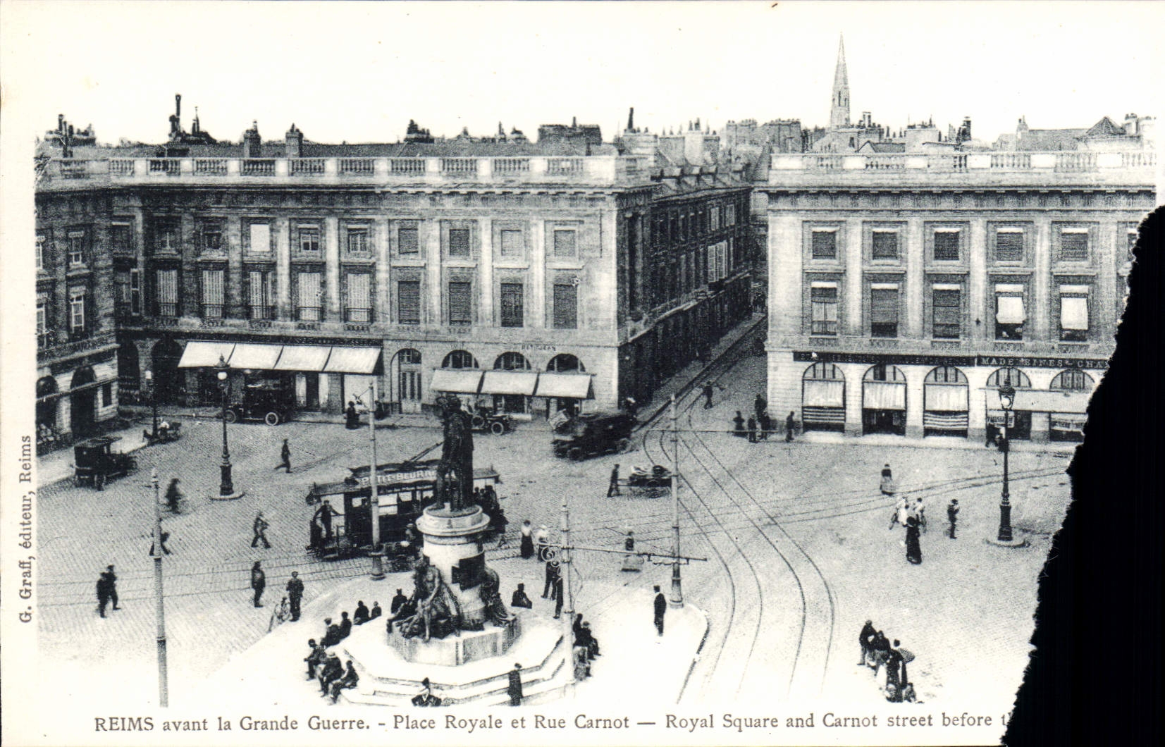 Reims avant la Grande Guerre — Place Royale et Rue Carnot — G. Graff, éditeur, Reims