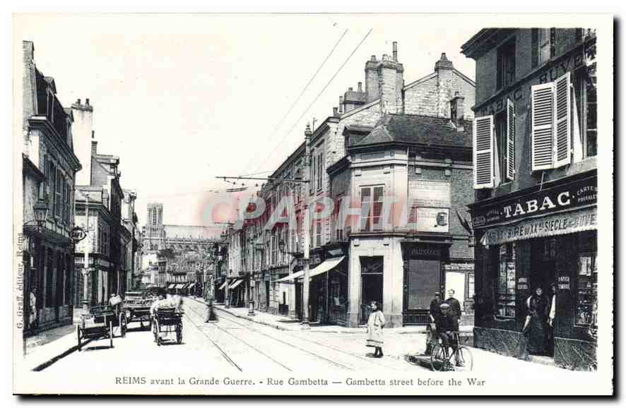 CPA Reims avant la Grande Guerre rue Gambetta Tabac