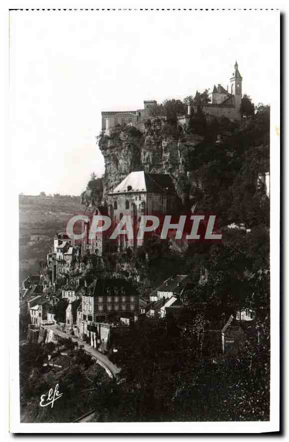 CPA Pyrlnees Ocean Rocamadour le chateau et le Rocher surplombant la Ville 
